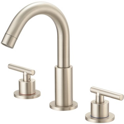 BWE 8 in. Widespread 2-Handle Mid-Arc Bathroom Faucet with Valve and cUPC Water Supply Lines