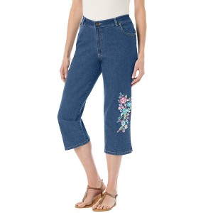 Woman Within Plus Size Capri Stretch Denim Jean - 1 of 4