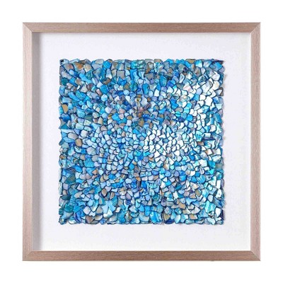 Blue Seashell Mosaic Framed Wall Art on Canvas