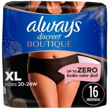 Always Discreet Boutique Black Maximum Underwear -XL - 16ct