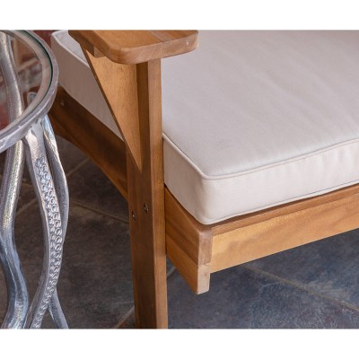 Rockport Brown Acacia Outdoor Chair with Beige Cushions