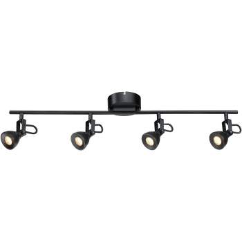 Pro Track Godwin 4-Head LED Ceiling or Wall Track Light Fixture Kit Spot Light GU10 Dimmable Directional Black Modern Kitchen Bathroom Dining 24" Wide