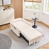 Covertable Single Sofa Chair with Space-Saving Design, Compact Lazy Sofa Bed with Side Pocket, Corduroy Sofa with Wood Frame-Coolbibila - 3 of 4