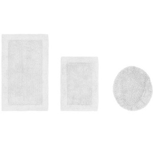 Edge Bath Rug 100% Premium Cotton Ultra-Soft Water Absorbent Tufted Solid Reversible 3 Piece Bathroom Rug Set for Machine Washable Bathmat - 1 of 4