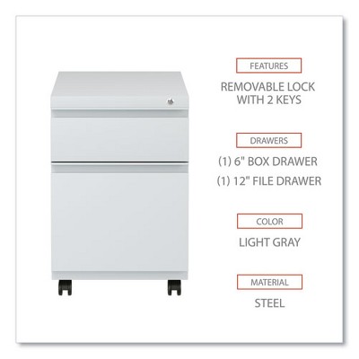 Light Gray Mobile Steel 2-Drawer Lockable File Cabinet