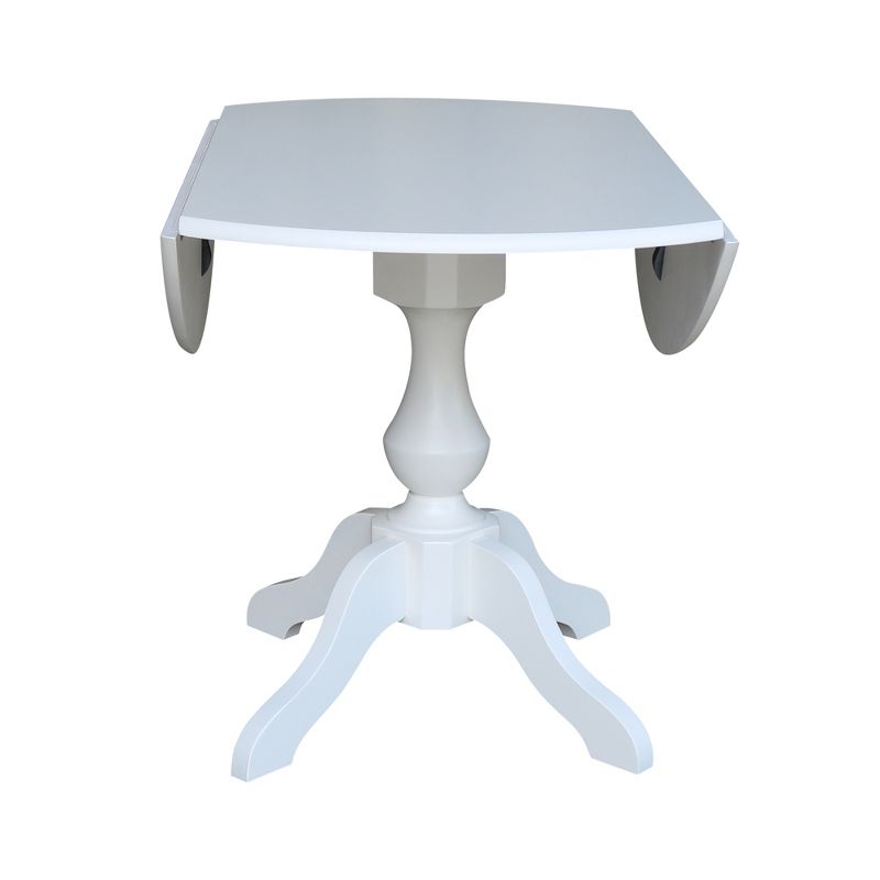 42" Matt Round Dual Drop Leaf Pedestal Table White - International Concepts, 6 of 11