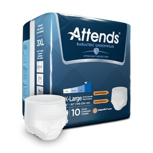 Attends Bariatric Underwear, Heavy Absorbency, Unisex, 3XL, 10 Count - 1 of 3