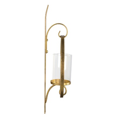 Glamorous Gold Metal Round Wall Candle Holder Sconce