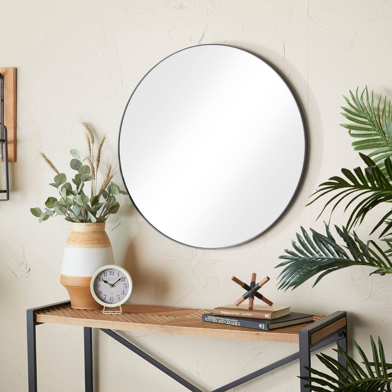 Wood Round Shaped Wall Mirror with Thin Minimalistic Frame - Olivia & May, 2 of 6