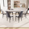 NicBex Kitchen Table Chairs Set Extendable Dining Room Table with MDF Tabletop and 6 Thick Cushion PU Chairs for Dining Room - 3 of 4