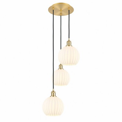 White Venetian - 3 Light Cord Hung Multi Pendant In Modern Style-30.75 Inches Tall and 14.5 Inches Wide