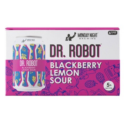 Monday Night Dr Robot Blackberry Lemon Sour Beer - 6pk/12 fl oz Cans