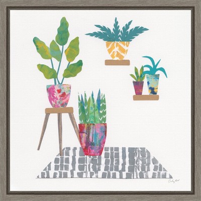 Amanti Art Namaste Houseplants V by Courtney Prahl Canvas Wall Art Print Framed 16 x 16-in.