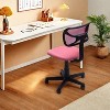 FurnituureR Desk Chair Low-Back, Mesh Study Task Chair Armless Ergonomic Swivel Adjustable Rolling Seating for Home Office Bedroom Study, Pink - 4 of 4