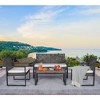 ACEPANO 4-Pieces Acacia Wood Patio Accent Dining Table Sets With Beige Cusion-Brown - 4 of 4
