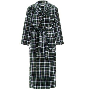 ADR Men's Robe, Plush Fleece Hooded Bathrobe Man, Long Warm Cozy Bath Robe Man - 1 of 4