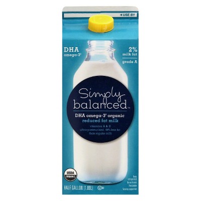 DHA Omega-3 Organic 2% Milk - 0.5gal - Simply Balanced&#8482;