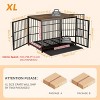 Artloge Heavy Duty Metal Pet Kennel Cage Durable Dog Crate Wooden Tabletop End Side Table with Removable Tray & 3 Lockable Doors for Dogs Furniture - 2 of 4