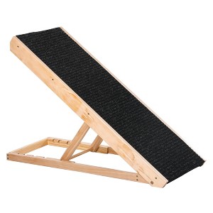 PawHut Elevated Pet Ramp for Dogs and Cats, Foldable and Height Adjustable with Non-slip Finish, Pine 35.5"L x 16"W x 24"H, Black - 1 of 4