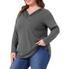 Women's Plus Size V Neck Long Sleeve Button Decor Solid Casual Tunic Tops - Agnes Orinda - 2 of 4