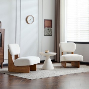 PAGED Modern Minimalist Accent Chair Set of 2 Living Room Chairs with Sturdy Wood Base Comfy Chair for Bedroom - 1 of 4