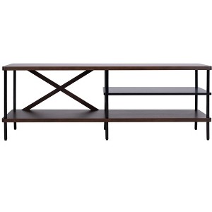 Bruno Industrial Media Stand - MED5001 - Walnut/Black - Safavieh - 1 of 4
