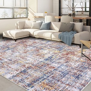 Machine Washable Area Rug Low Pile Non Slip Modern Abstract Rug Foldable Stain Resistant Carpet for Living Room Bedroom Indoor Ultra Thin Mat - 1 of 4