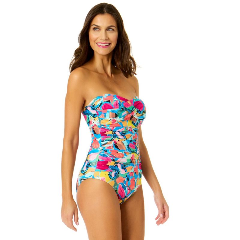 Anne Cole Women's Amalfi Floral Twist Front Shirred One Piece Swimsuit, 3 of 8