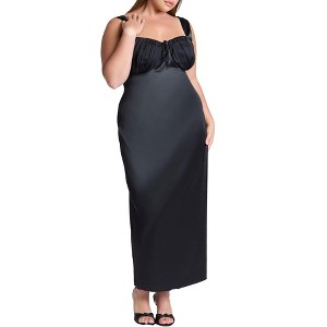 ELOQUII Women's Plus Size Satin Cup Detail Maxi Dress - 1 of 3