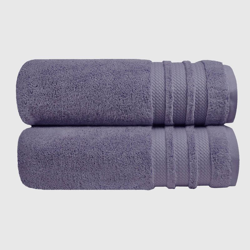2pc Finesse Ultrafine Zero Twist Cotton Bath Towel Set Purple - Trident Group, 1 of 8