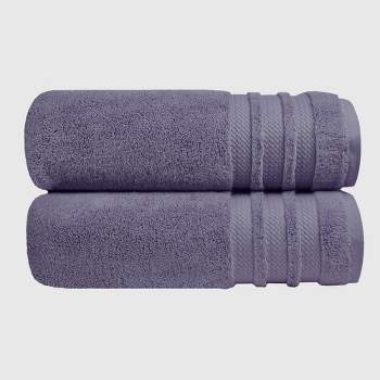 2pc Finesse Ultrafine Zero Twist Cotton Bath Towel Set Purple - Trident Group