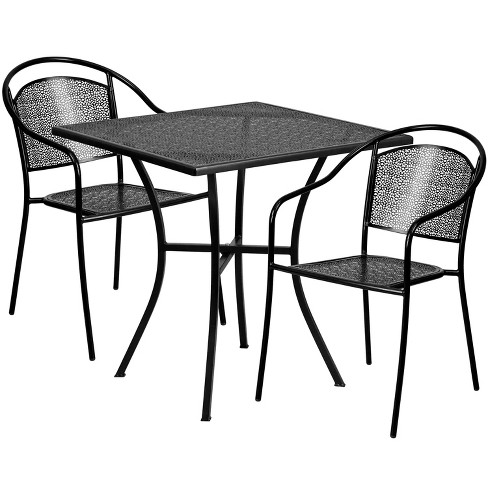 Flash Furniture 28 Square Black Indoor-Outdoor Steel Patio Table 