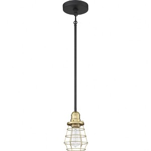 Craftmade Lighting Thatcher 1 - Light Pendant in  Flat Black/Satin Brass - 1 of 2