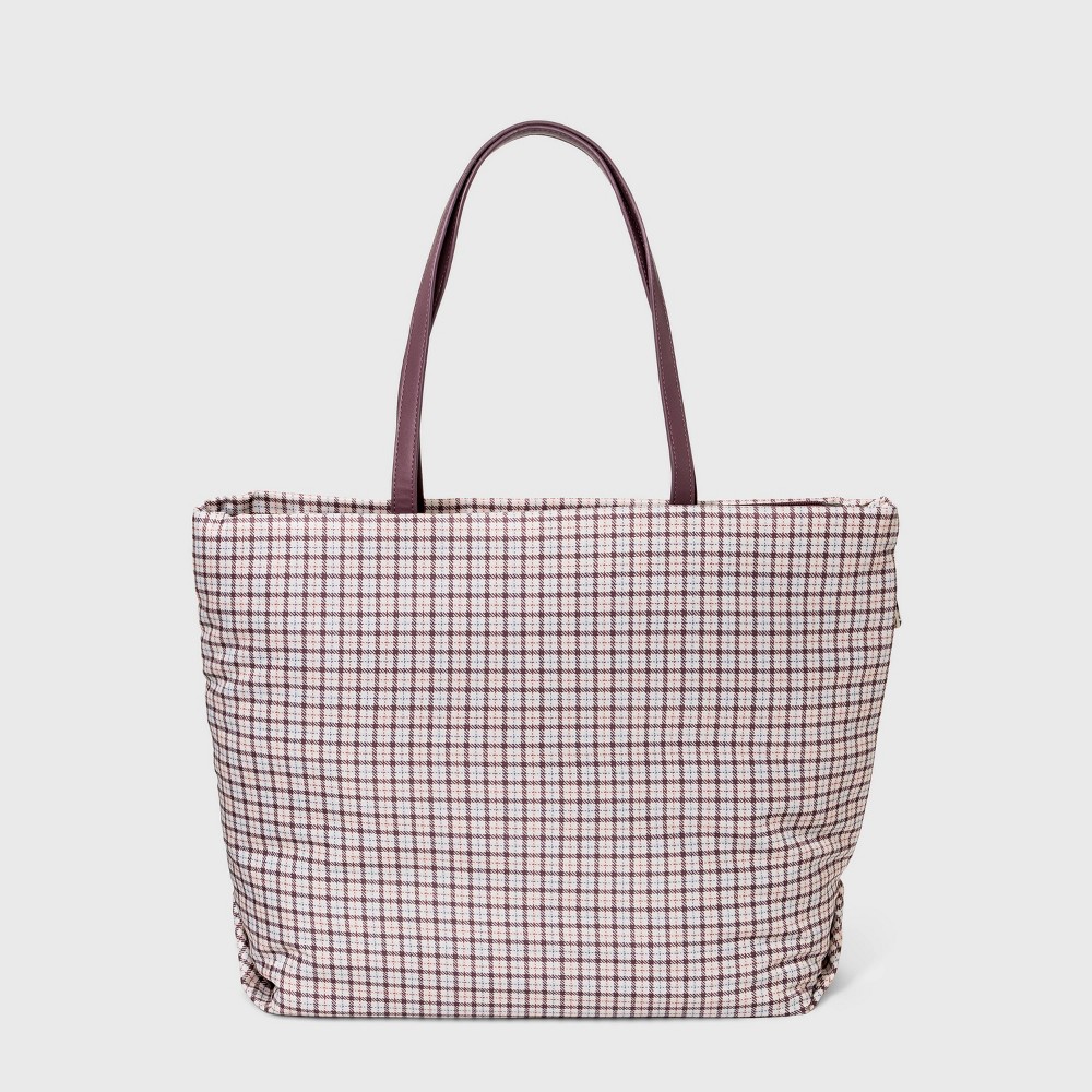 Plaid Athleisure Soft Tote Handbag - A New Day , Multicolor/Plaid
