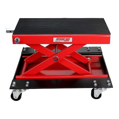 Extreme Max 5001.5059 Wide 1100 Pound Motorcycle Scissor Platform Hoist Stand Crank Lift Jack for Dirt Bikes, ATVs, Scooter Repairs