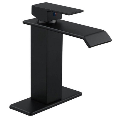 BWE Waterfall Single Hole Single-Handle Low-Arc Bathroom Faucet With Supply Line