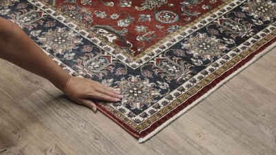 Vivian Red and Navy Synthetic Persian Area Rug 3'10" x 5'5"