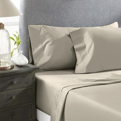 King Taupe Cotton Embroidered Sateen Sheet Set