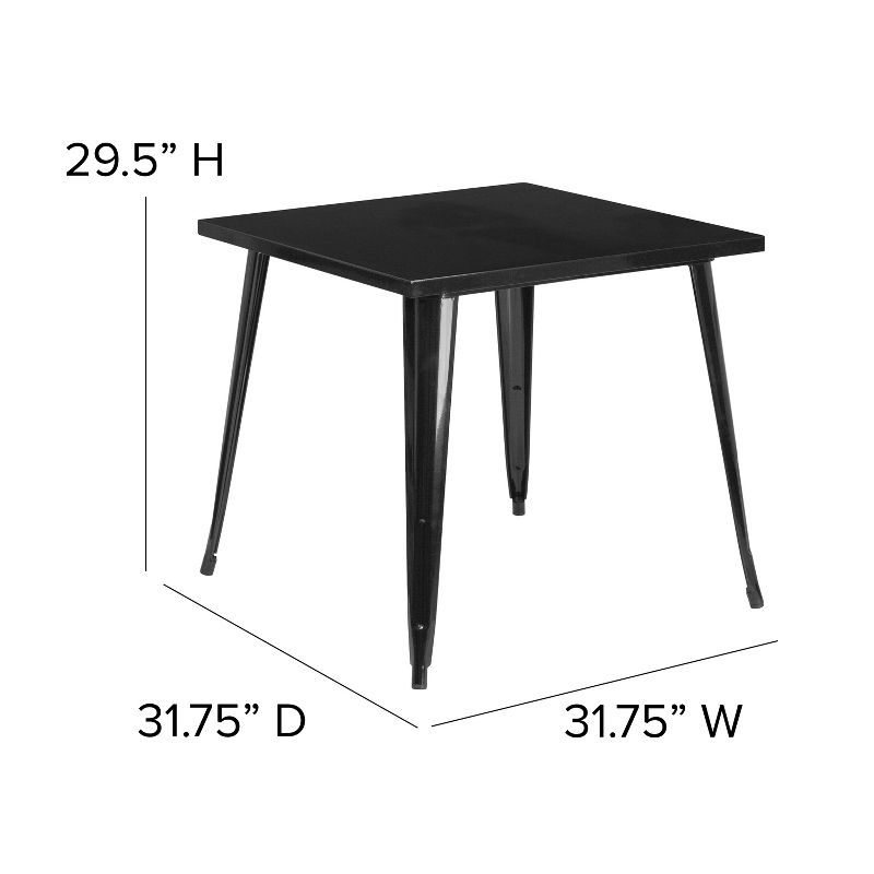 Flash Furniture Commercial Grade 31.75" Square Metal Indoor-Outdoor Table, 4 of 8