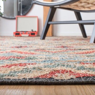 Handwoven Red and Natural Tribal Flat Weave 4' x 6' Rug