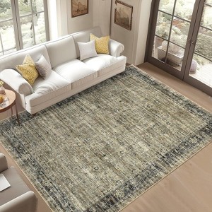 Runner Rug, Soft Vintage Distressed Washable Rug Runners for Hallways Non-Slip Kitchen Runner, Low Pile Neutral Carpet Runners - 1 of 4