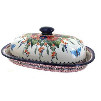 Blue Rose Polish Pottery 941 Zaklady Bread Container