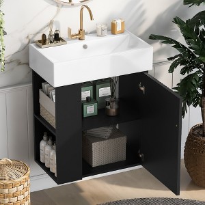 TiramisuBest Modern White Bathroom Vanity with Ceramic Sink & Smart Storage Cabinet - 1 of 4