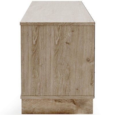 Contemporary 52'' Beige TV Stand with Open Shelving and Drawers