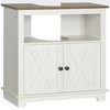 phiestina Crystal White & Walnut Bathroom Sink Cabinet, Double Doors with Open Shelf, U-Shaped Cut-Out, 23.5" W x 11.75" D x 23.5" H - 2 of 4