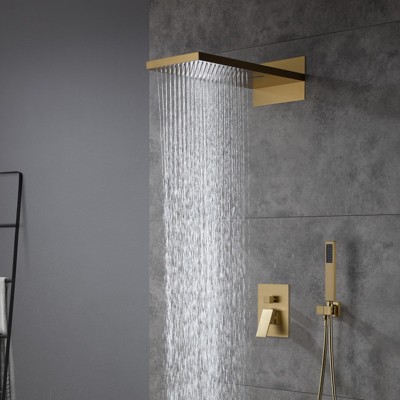 CASAINC 22'' Wall Mounted Rectangular Overhead Dual Function Shower System with Handheld Sprayer