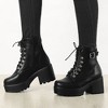BLISSFUL STEP Women's Zip Chunky Heel Platform Ankle Combat Boots - 2 of 4