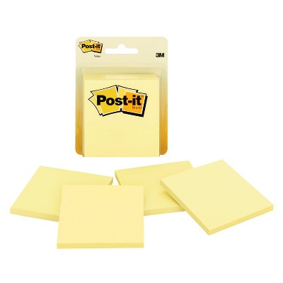 Post-it Notes 4pk 3" x 3" 50 Sheets/Pad - Canary Yellow