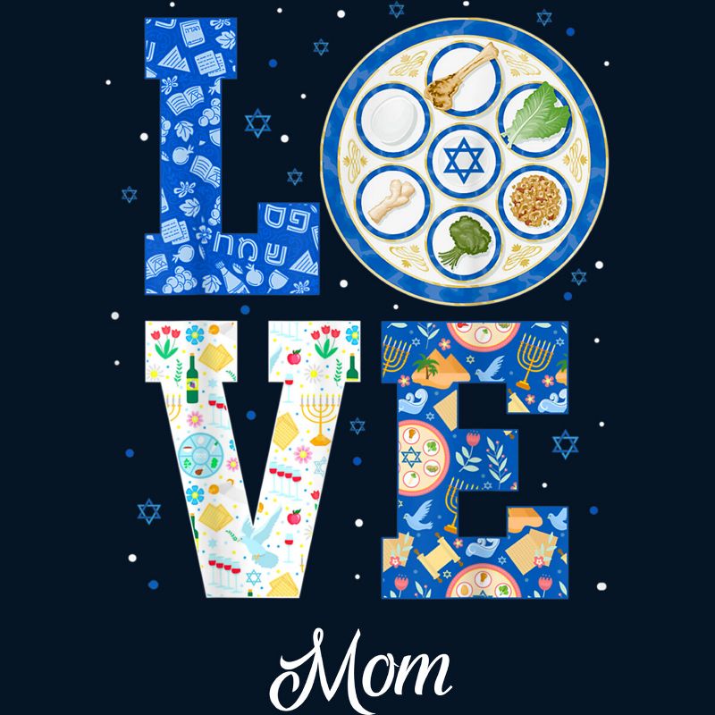 Men's Design By Humans Love Mom Passover Decorations By Dtam2022 T-Shirt, 2 of 3