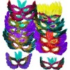 4E's Novelty Bulk Mardi Gras Feather Masks – 12 Pack Masquerade Party Accessories for Adults - 2 of 4